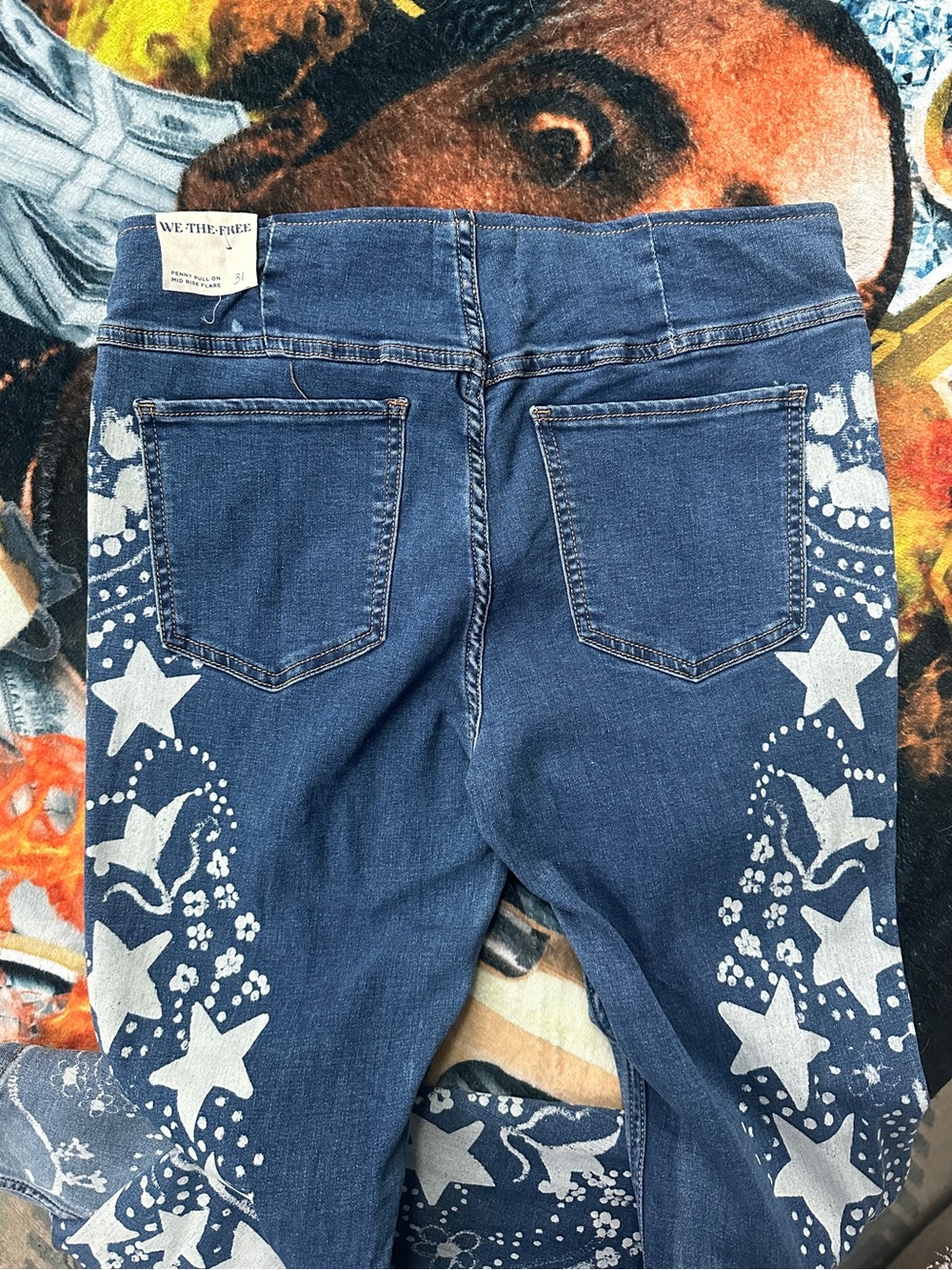 FP x Anna Sui Penny Pull-On Printed Flare Jeans - Picture 6 of 8